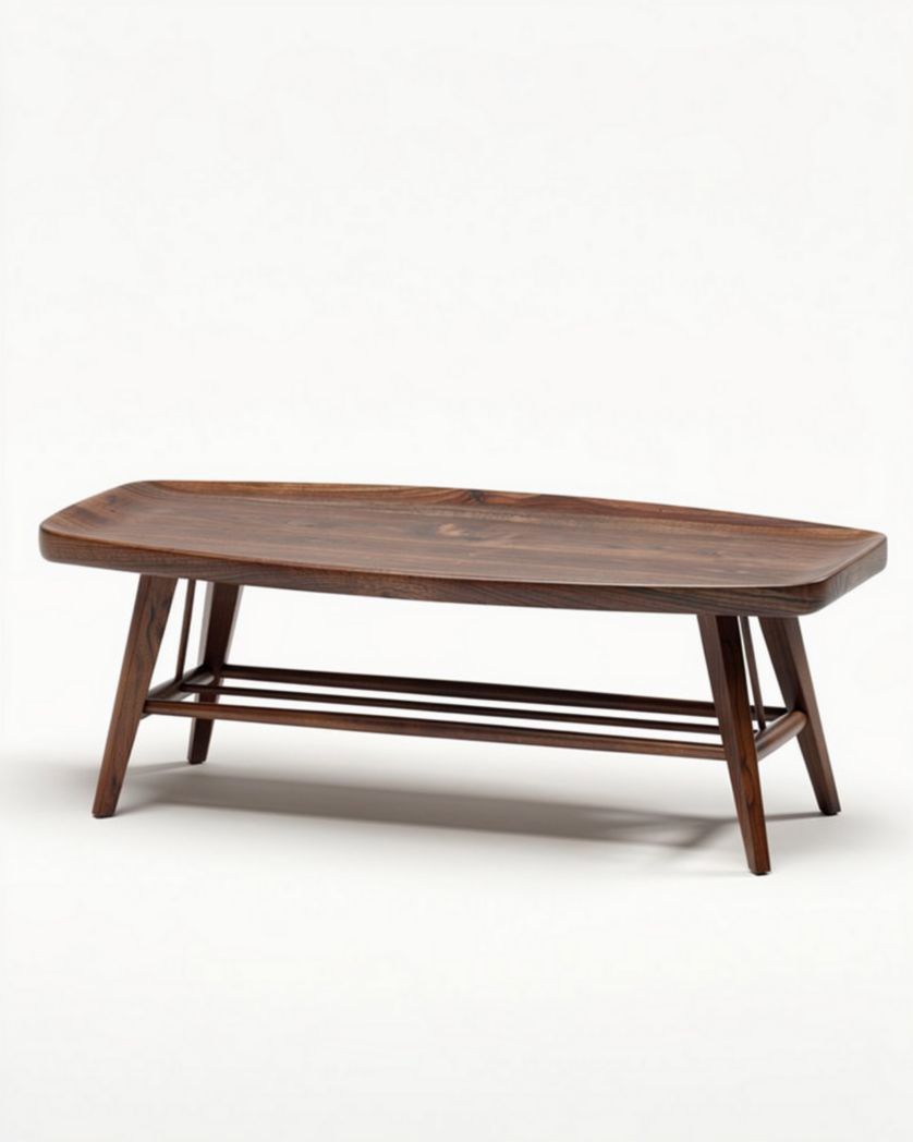 Salontafel van bruin hout met een afmeting van 120 x 60 x 45cm