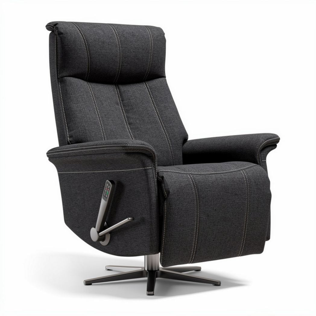 Zwarte verstelbare relaxfauteuil met mechanisme en stof afmetingen 90 x 80 x 100cm