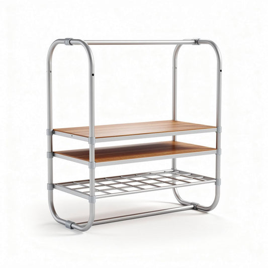 Metalen opbergrek met houten planken afmetingen 80 x 30 x 90cm