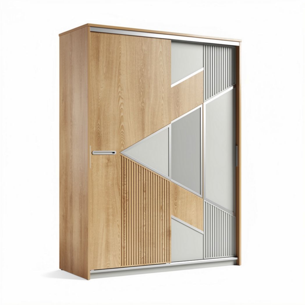 Houten kast met schuifdeuren en moderne patronen 180 x 120 x 40cm