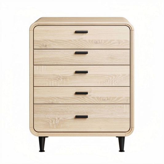 Houten ladekast met vier lades en metalen handgrepen in naturel afwerking 40 x 30 x 80cm
