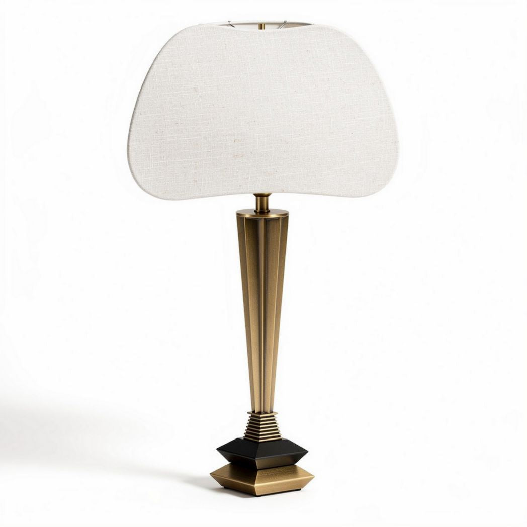 Tafellamp met stoffen lampenkap en metalen voet in zwart en goud 25 x 25 x 60cm